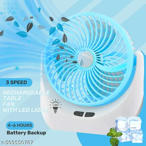 Portable USB Table Fan with 21 SMD LED Lights – Quiet, Strong Wind, Compact Mini Fan for Home, Office, Bedroom, and Kitchen – Multicolour