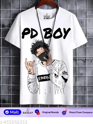 Printed Men , White T-Shirt